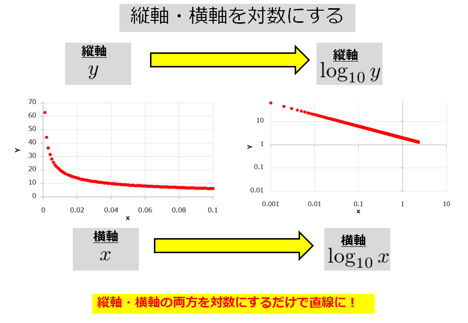 高校生からわかる片対数グラフと両対数グラフを使うと直線になる理由 宇宙に入ったカマキリ