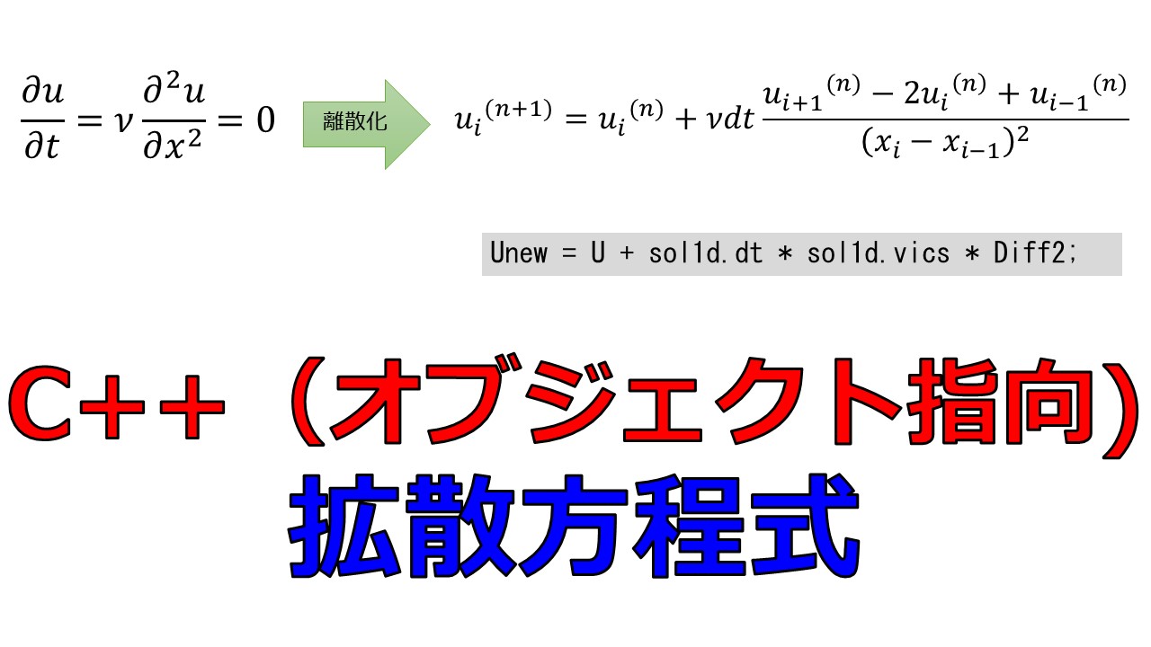 オブジェクト指向C++】1次元拡散方程式の数値計算｜宇宙に入った