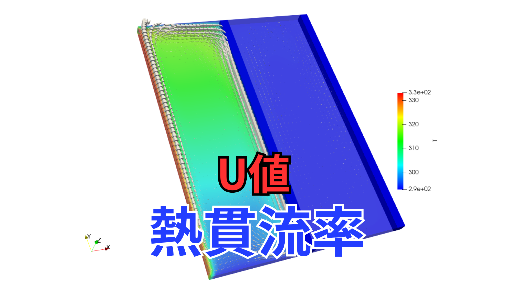 OpenFOAMで総括熱伝達率（U値）を計算する方法。chtMultiRegionFoam